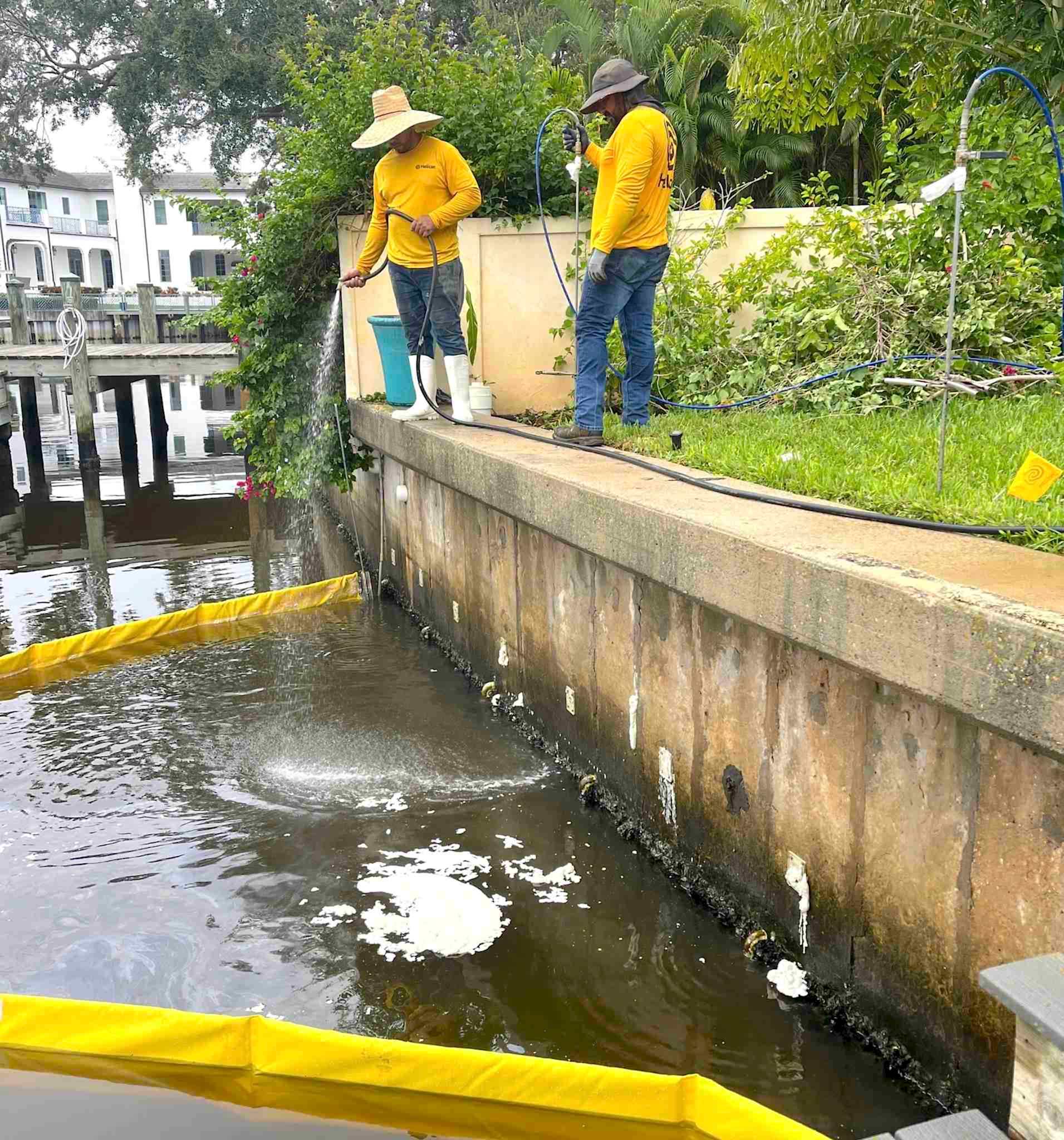 Seawall Repair pre-construction helical piers