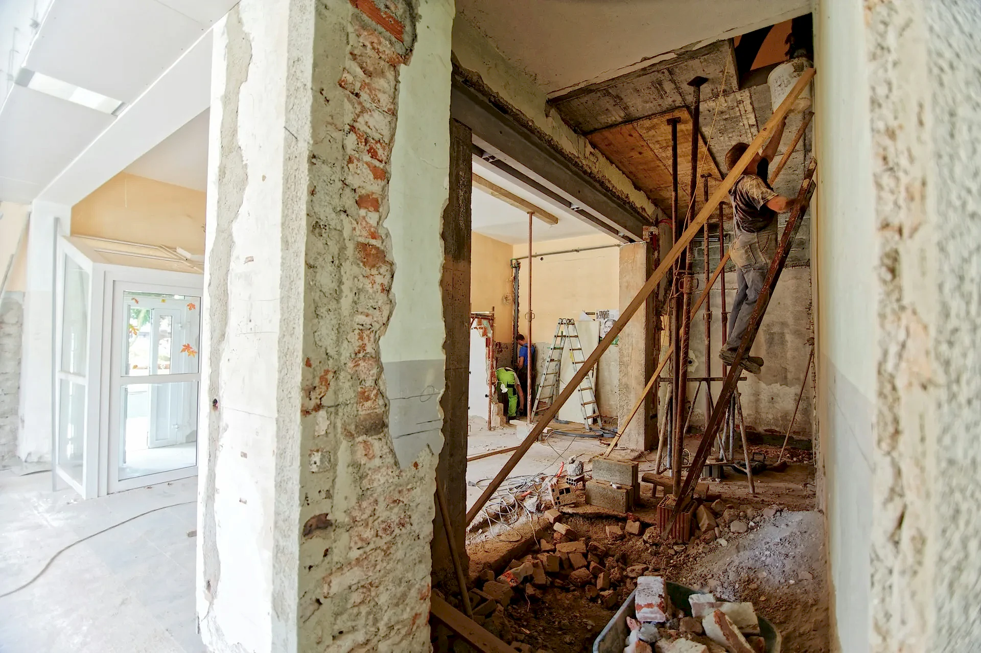 A person constructing a home