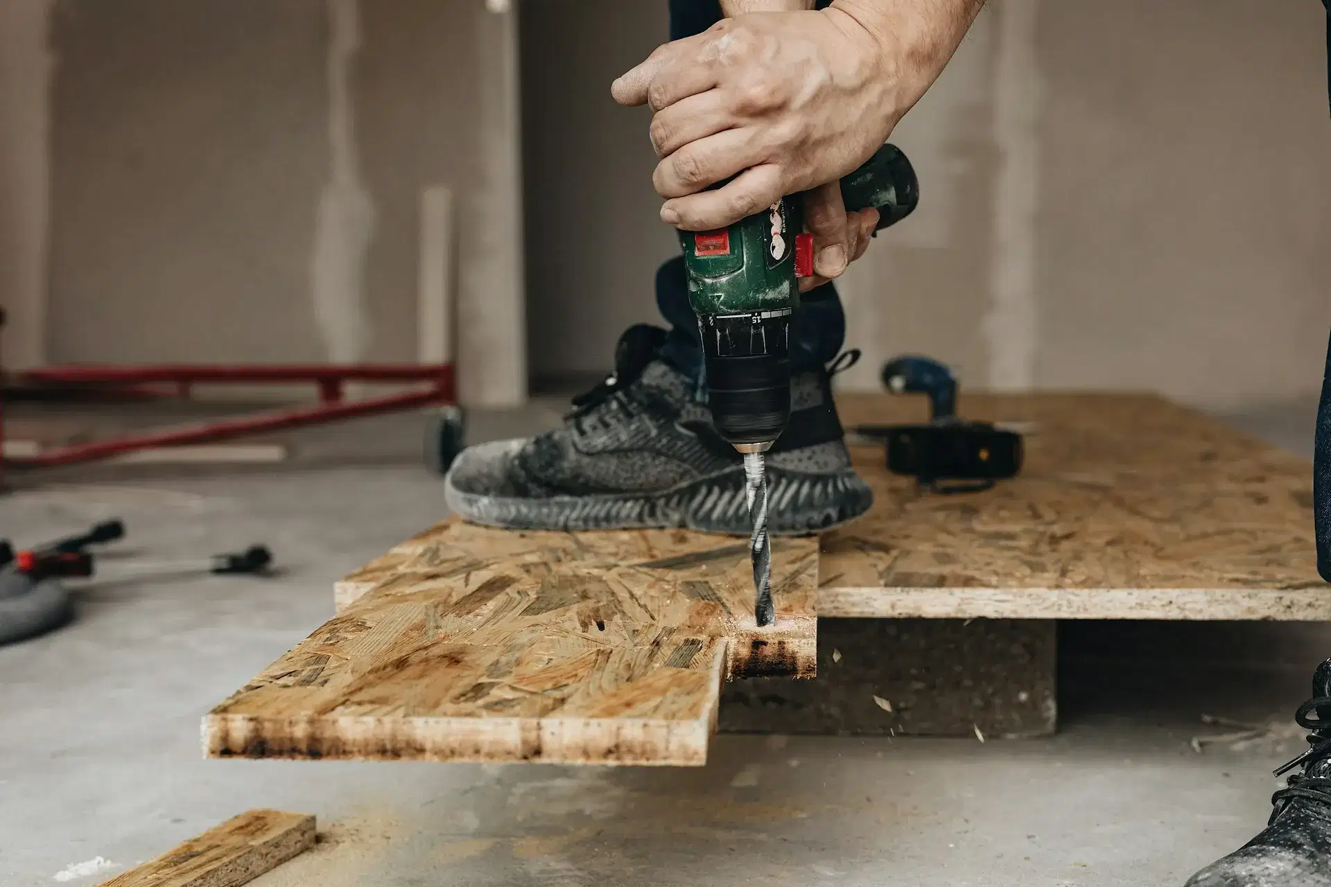 A person working on a hardwood