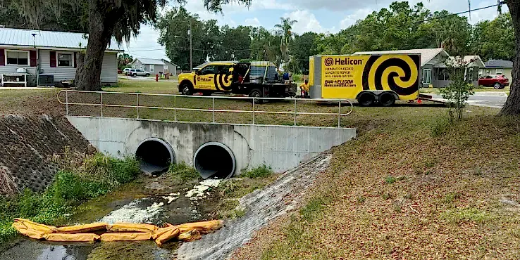 A wide angle shot of a culvert in Wauchula, FL