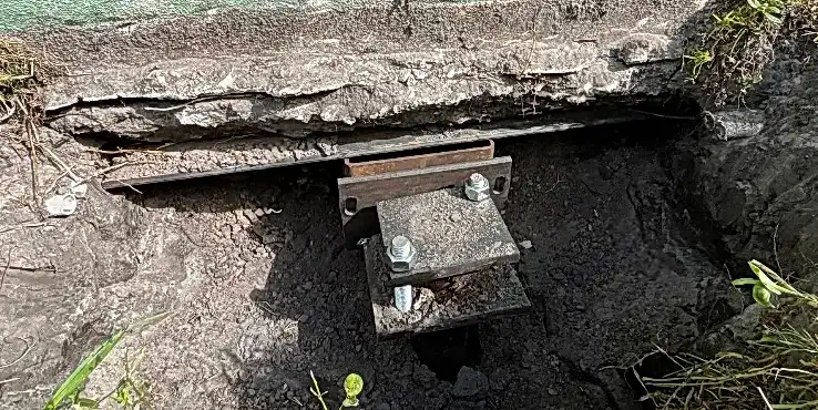 Underpinning under a commercial foundation.